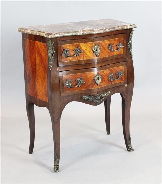 A 19th century Louis XV style kingwood petit bombé commode, W.2ft 2in. D.1ft 3in. H.2ft 8in.